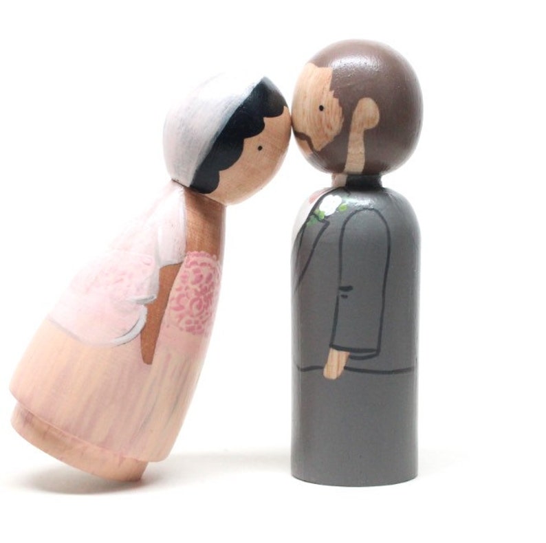 Custom Wedding Cake Toppers, Wooden Peg Doll, Fair Trade, Goose Grease image 2