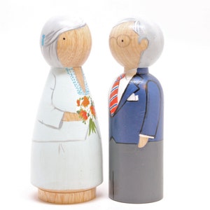 The Original, Custom Wedding Anniversary Wood, Wooden Peg Dolls, 5 Year Anniversary Gift , Goose Grease image 3