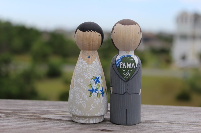 Custom Wooden Peg Doll, Cake Toppers, Destination Wedding, Fair Trade, Goose Grease image 2