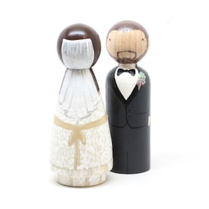 Custom Wedding Cake Toppers, Wooden Peg Doll, Fair Trade, Goose Grease image 5