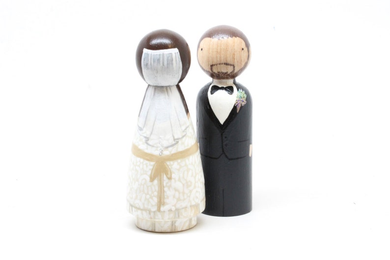 Custom Wedding Cake Toppers, Wooden Peg Doll, Fair Trade, Goose Grease image 5