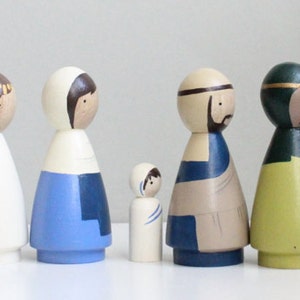 Nativity Scene, Wooden Peg Dolls, Fair Trade, Hand-Painted, Goose Grease image 2