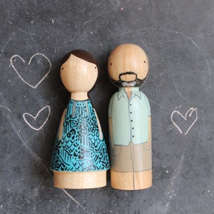 Personalized Wooden Peg Dolls, 5 Year Anniversary Wood, Custom Gift, Fair Trade, Goose Grease