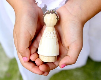 Custom Flower Girl or Ring Bearer, Wooden Peg Doll, Fair Trade, Goose Grease