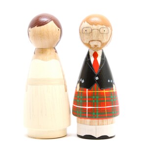 Scottish Wedding Cake toppers Scottish Wooden Peg Doll Goose Grease with Kilt wooden dolls image 5