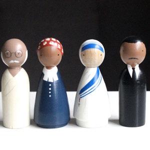 The Peace Makers, Wooden Peg Dolls, Sustainably Made, Historical Figures, Educational, Fair Trade Toys, Goose Grease image 4