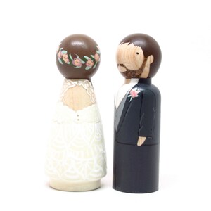 Custom Wedding Cake Topper, Wooden Peg Dolls, Fair Trade, Goose Grease image 3