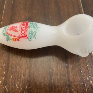 4&quot; Premium Glass Pipe Bowl White Liverpool Soccer Thick Quality