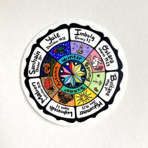 Wheel of the Year 3" circle vinyl sticker Celebrates Pagan Sabbats