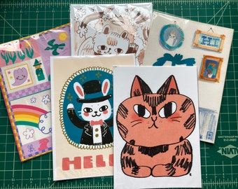 Original Illustrated Postcard Prints and Bundle 5x7