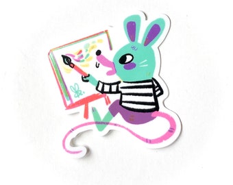 Artist Rat Painter Mouse 3" vinyl sticker