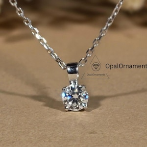 Round  Lab Grown Diamond Pendant, VVS+ Solitaire Necklace Diamond Jewelry Anniversary Gift Birthday Gift for Her Women Round Shape Necklace.
