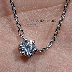 Round Lab Grown Diamond Anniversary Gift For Her, Lab Grown IGI Certified Round Cut Necklace Pendant Diamond Necklace Birthday Gift for Her.