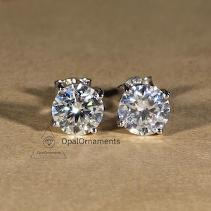 Round Cut lab Grown Diamond Stud Earrings For Her, Round Lab Grown Diamond Push-back Earrings, Perfect Anniversary Gift, diamond Earrings.