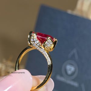 Handmade Unique Floral Style Basket Statement Promise Ring Classic Round Cut Solitaire 5CT Ruby Swirl Style Custom Wedding Gift Ring for Her