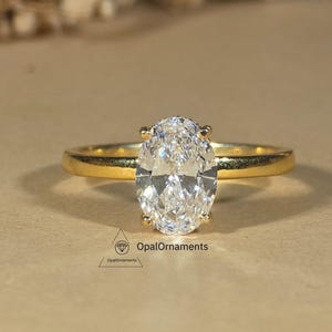 Oval Lab Grown Diamond Engagement Ring Low Profile Solitaire Wedding Ring Simple Oval Diamond Promise Ring 14K Solid Gold Ring IGI Certified