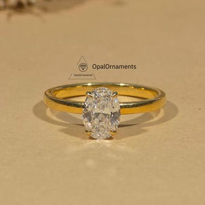 Certified Lab Diamond Engagement Ring 14K Yellow Gold Oval Solitaire Promise Ring Classic Simple Bridal Ring Oval Diamond Ring Gift For Her