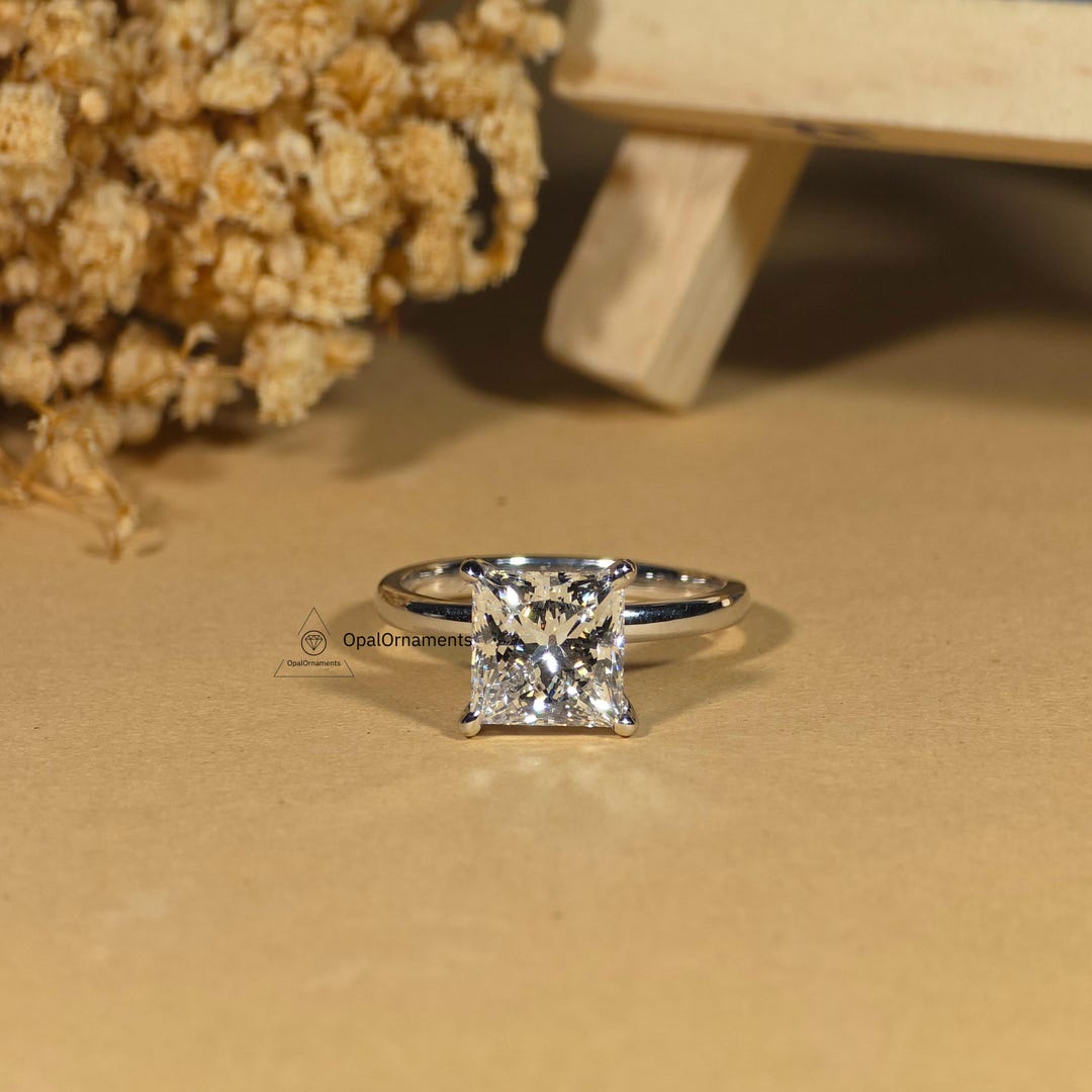 Princess Cut 3 Carat Lab Grown Diamond 18k Gold Ring Princess ...