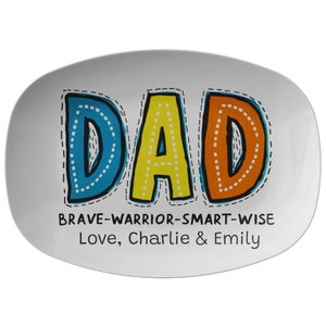 Plato de barbacoa Dad Brave Warrior Smart Wise Plato de 10&quot;x14&quot;