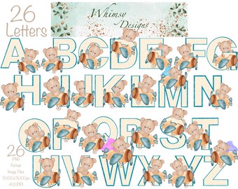 Teddy Bear Airplane Letters | PNG Clipart, Sublimation (Digital Download)