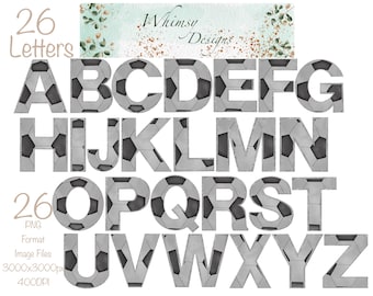 Soccer Watercolour Alpha | Individually saved letters | png | hand drawn | sublimation | digital download