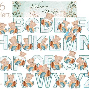 Teddy Bear Plane Alpha Splash with Green Glitter | Individually saved letters | png | hand drawn | sublimation | digital download