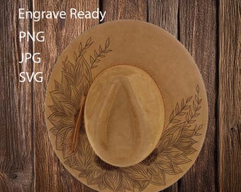 Floral Sunflower Hat Laser Design – Wide Brim & Cowboy Hats (Digital Download)