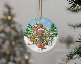 Gepersonaliseerde kerstornament, aangepaste kangoeroeornament, keramische vakantieaandenken, schattige dierendecoratie, decor Winter Wonderland
