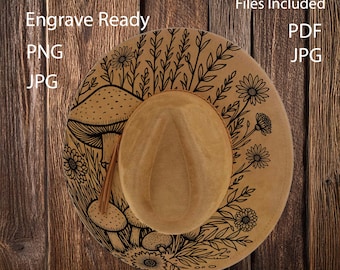 Hat Laser Burning Designs – Mushrooms & Wildflowers (Digital Download)