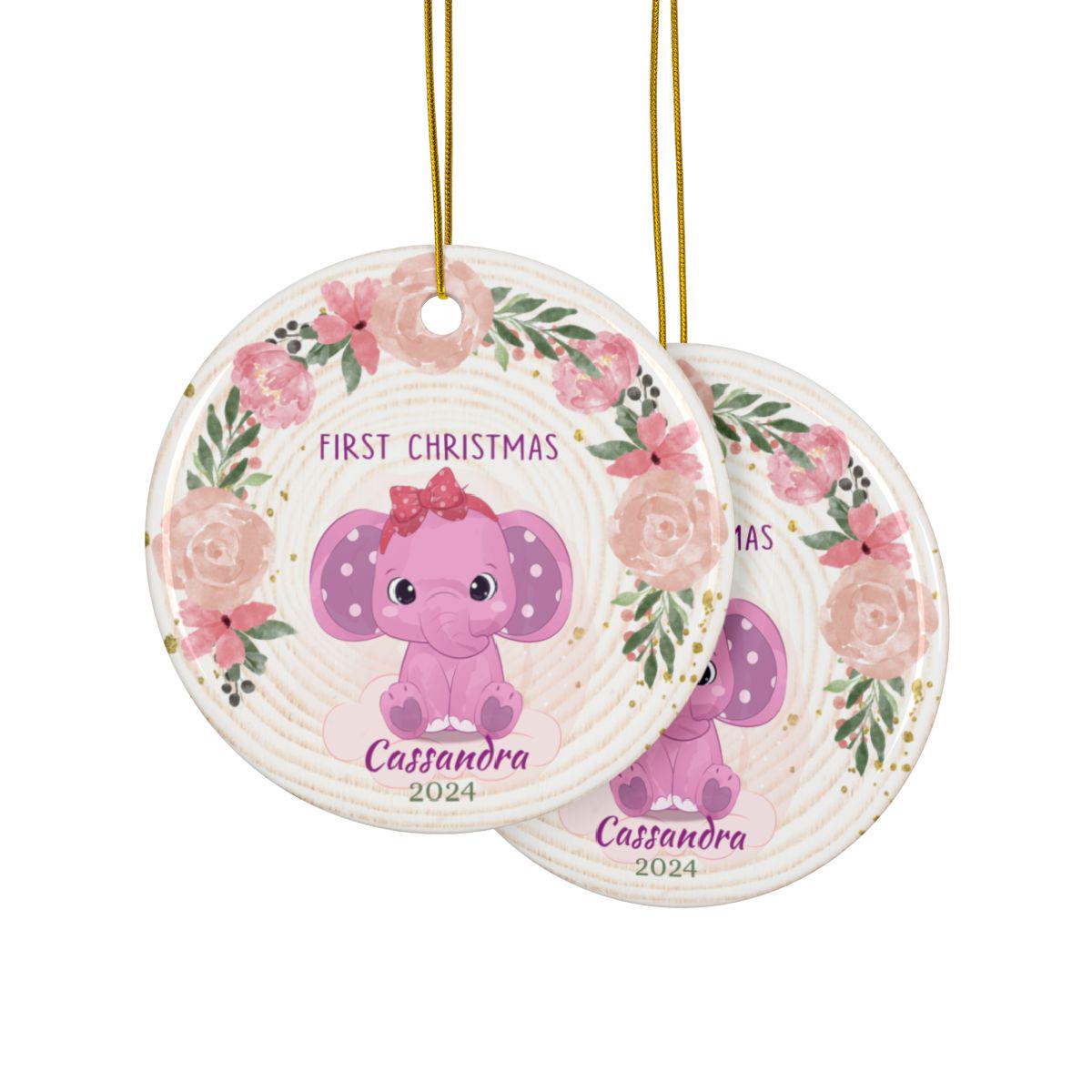 象のオーナメント（パーソナライズ）、陶器製ホリデーデコレーション