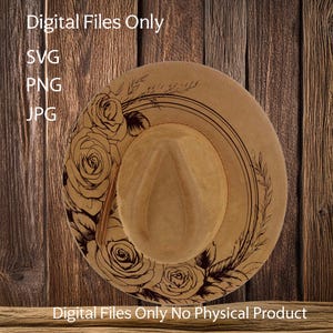 Hat Laser Burning Designs – Digital Download (SVG, PNG, JPG) for Wide Brim & Cowboy Hats, WD2110, Roses