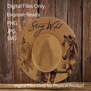 Hat Laser Burning Designs – Digital Download (SVG, PNG, JPG) for Wide Brim & Cowboy Hats, WD3039, Stay Wild Roses