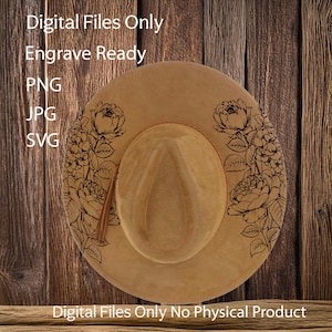 Hat Laser Burning Designs – Digital Download (SVG, PNG, JPG) for Wide Brim & Cowboy Hats, WD2151, Floral