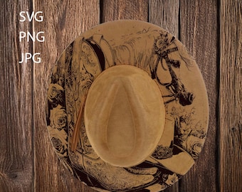 Hat Laser Burning Designs – Digital Download (SVG, PNG, JPG) for Wide Brim & Cowboy Hats, WD2079, Country Loves