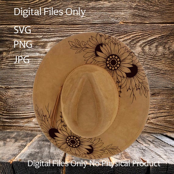 Sunflower Hat Laser Burning Designs - Wide Brim & Cowboy  display picture 1