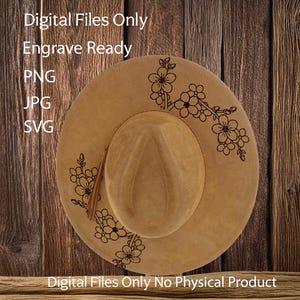 Hat Laser Burning Designs – Digital Download (SVG, PNG, JPG) for Wide Brim & Cowboy Hats, WD2157, Floral