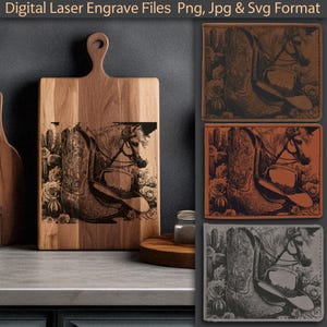 Westernstiefel und Pferdelasergravur Designs - Western SVG PNG JPG | Western Stiefel und Pferd, für jeden Laser