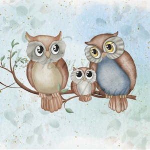 Owls watercolour clipart | Individually saved files | png | hand drawn | sublimation | digital download