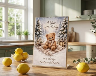 2027 Teddy Bear Wall Calendar, Whimsical Storybook Art, Nursery Decor (Personalised or Non Personalised)