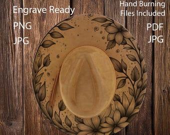 Floral Hat Laser Burning Designs – Cowboy & Wide Brim (Digital Download)