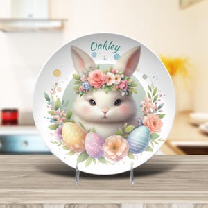 Personalized Easter Plate, Bunny Plate Decor, Custom Rabbit Dish, Easter Dinnerware Gift, Kids Easter Keepsake