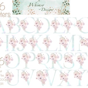 Flowers Watercolour Alpha Set 1 | Individually saved letters |png| hand drawn | sublimation | digital download