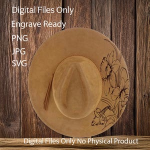 Hat Laser Burning Designs – Digital Download (SVG, PNG, JPG) for Wide Brim & Cowboy Hats, WD2158, Floral