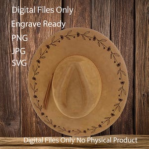 Hat Laser Burning Designs – Digital Download (SVG, PNG, JPG) for Wide Brim & Cowboy Hats, WD2149, Floral