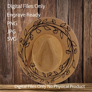 Hat Laser Burning Designs – Digital Download (SVG, PNG, JPG) for Wide Brim & Cowboy Hats, WD2159, Floral