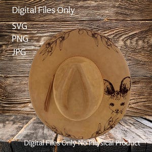 Hut Laser Burning Designs – Digitaler Download (SVG, PNG, JPG) für Cowboyhut, Wedderhut mit breiter Krempe, Kangaroo und Eukalyptusblätter