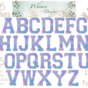 Opal Watercolour Alpha with Rose Gold Glitter | Individually saved letters | png | hand drawn | sublimation | digital download