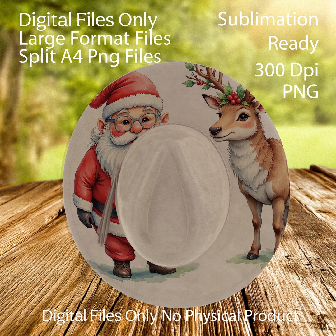 Christmas Santa & Reindeer Hat Sublimation Design PNG SVG (digital ...