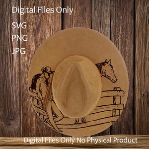 Hat Laser Burning Designs – Digital Download (SVG, PNG, JPG) for Wide Brim & Cowboy Hats, WD2112, Cowboy