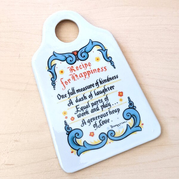 Recipe for Happiness 1960s vintage Berggren ceramic grater or zester.